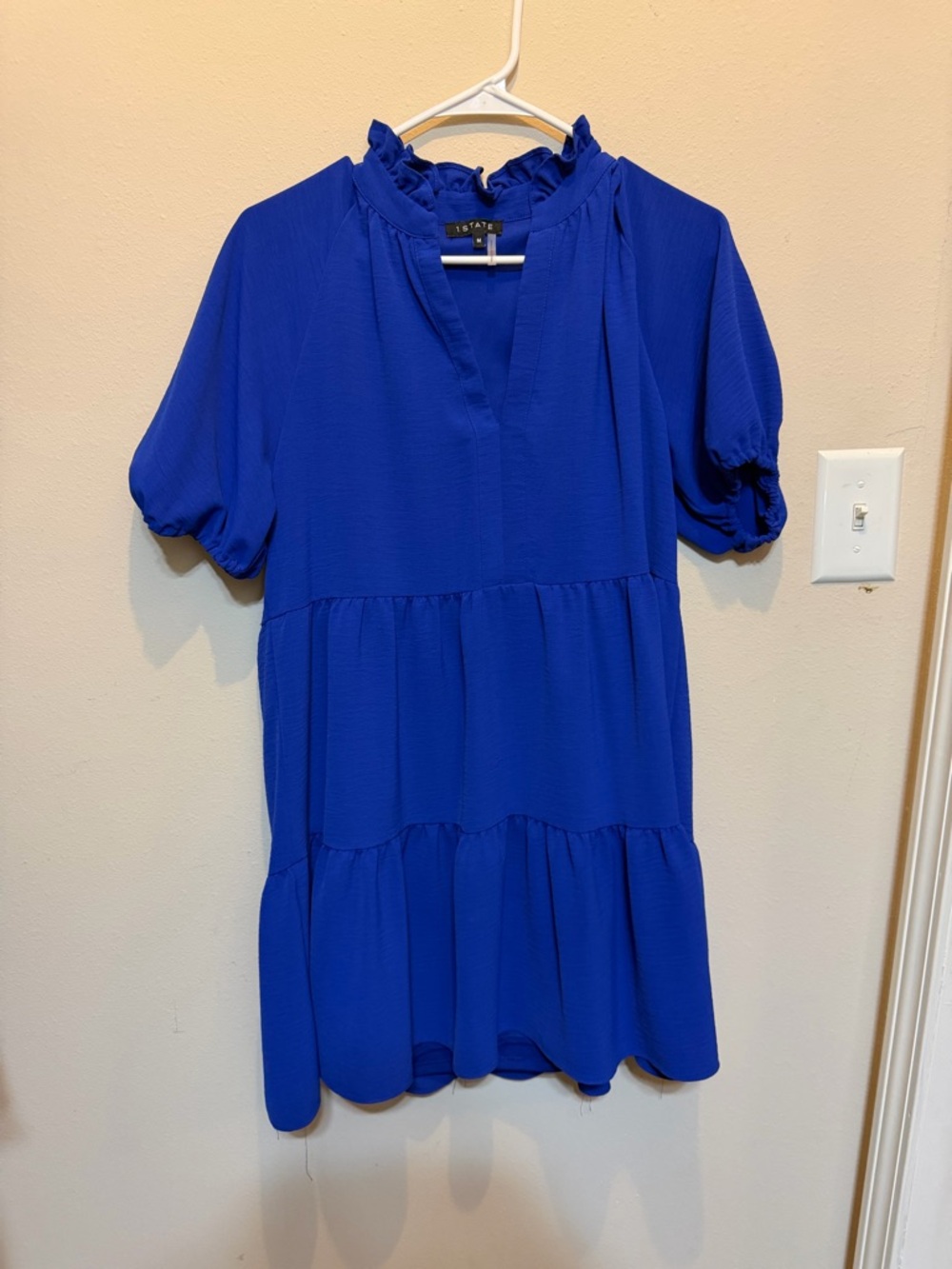 1. State Royal Blue Ruffle Neck Tiered Dress